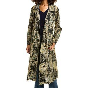 Free People Rae Paisley Printed Cotton & Linen Long Belted Duster Jacket